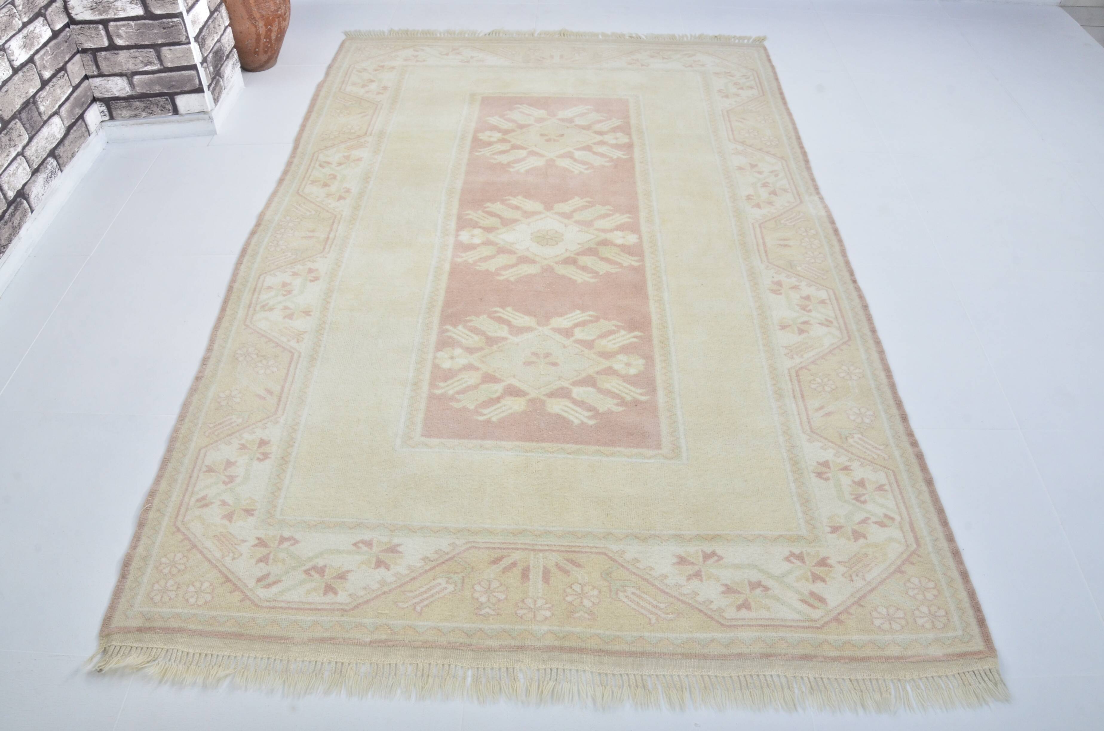Tapis vintage neutre noué à la main sku 3591