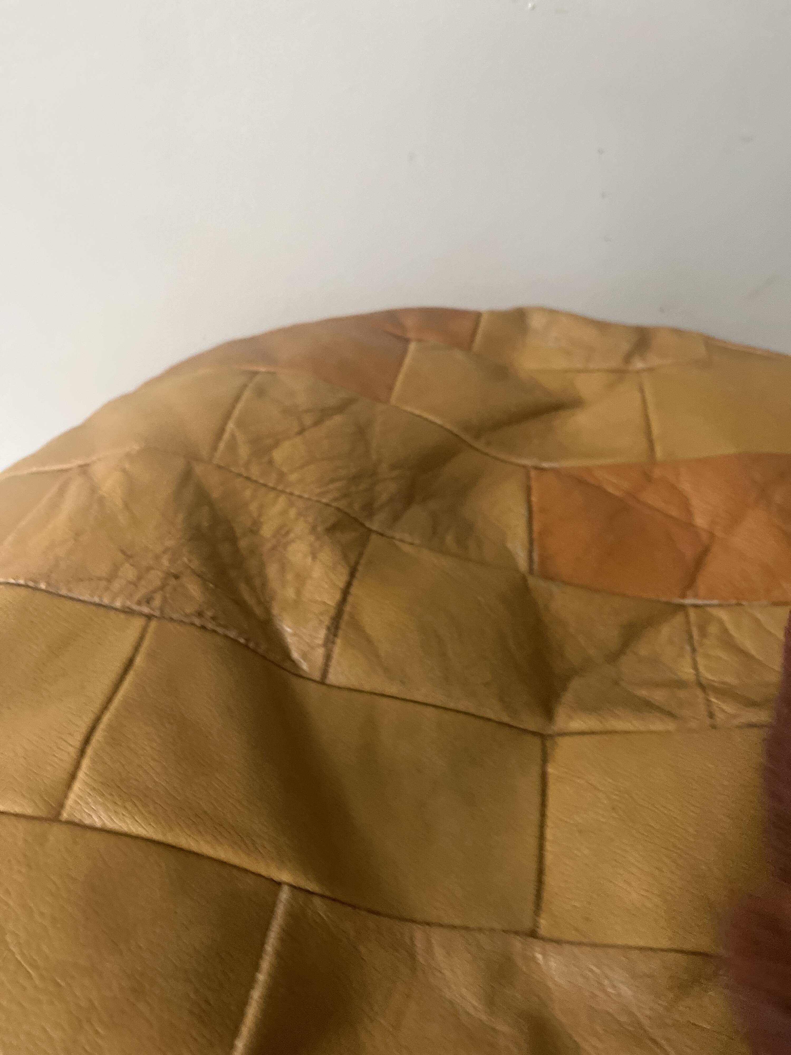 pouf in genuine leather patchwork colors, 1970