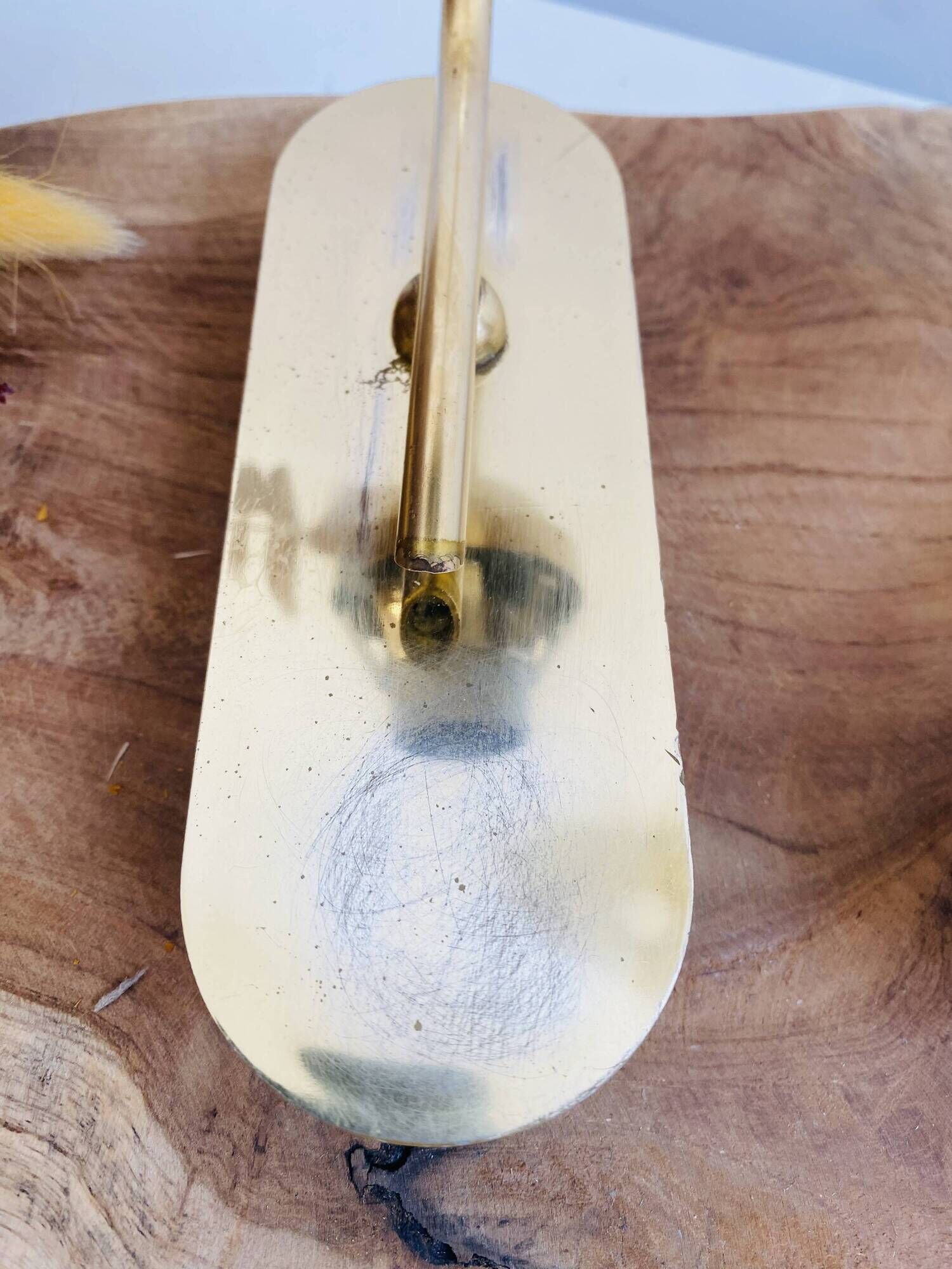 Pair of wall lights in brass and moulded bubble glass, style Helena Tynell.