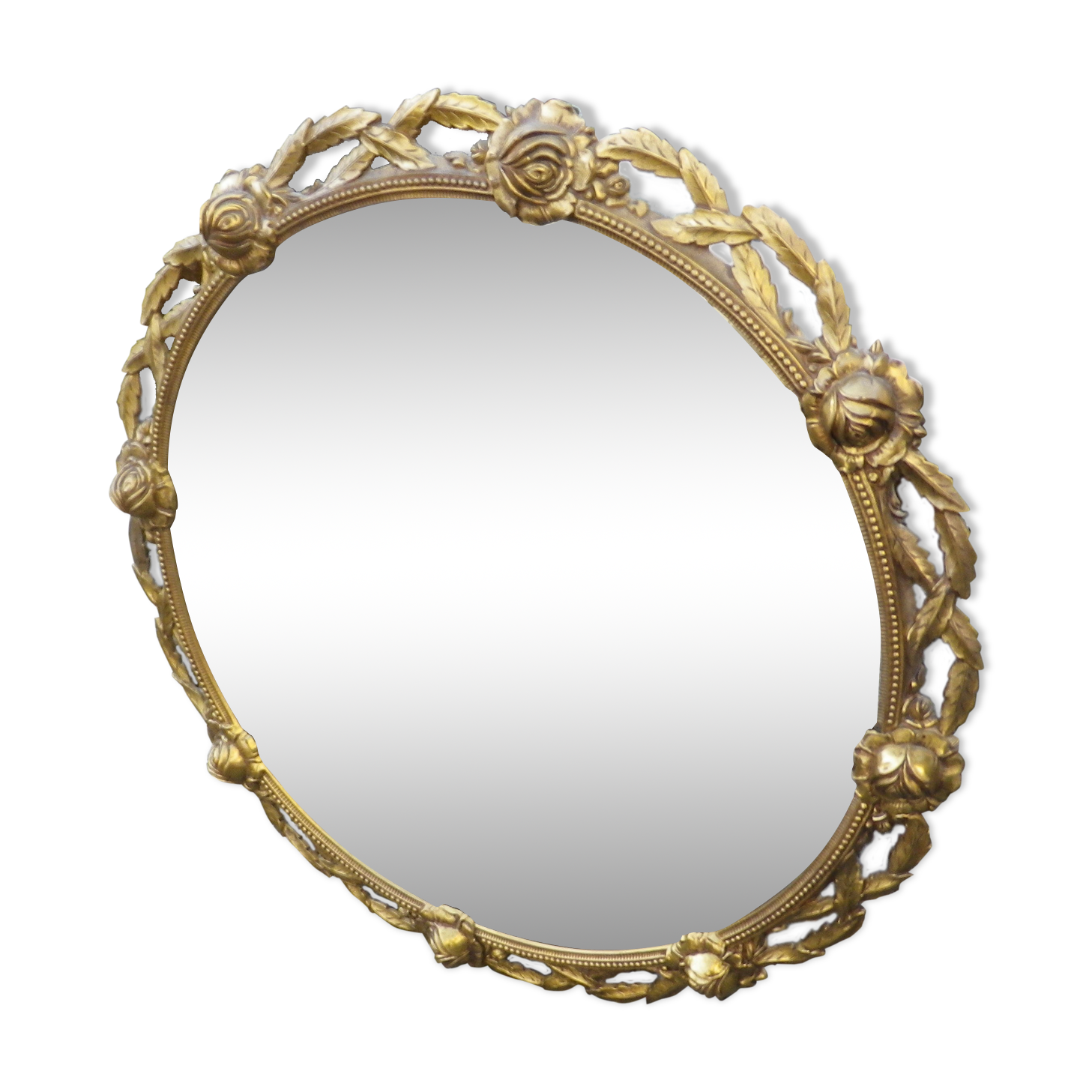 Bronze mirror gilded with roses, 72 cm