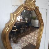 Miroir doré style baroque rocaille Louis XI 34x52cm