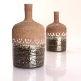 Scandinavian mid-century modern brutalist pottery vases by Hellström for Nittsjö, Sweden, set of 2