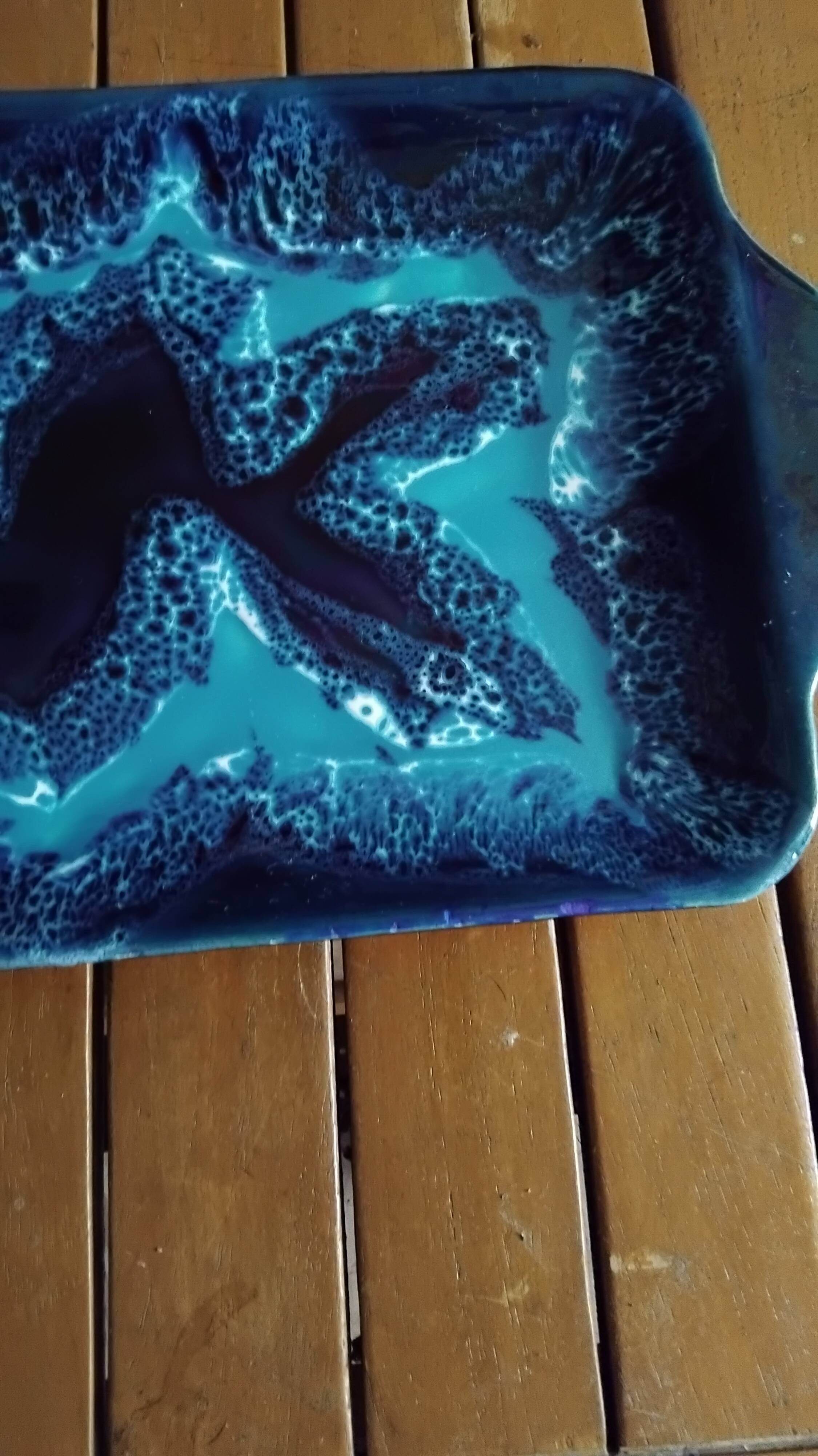 Blue rectangular plate Vallauris