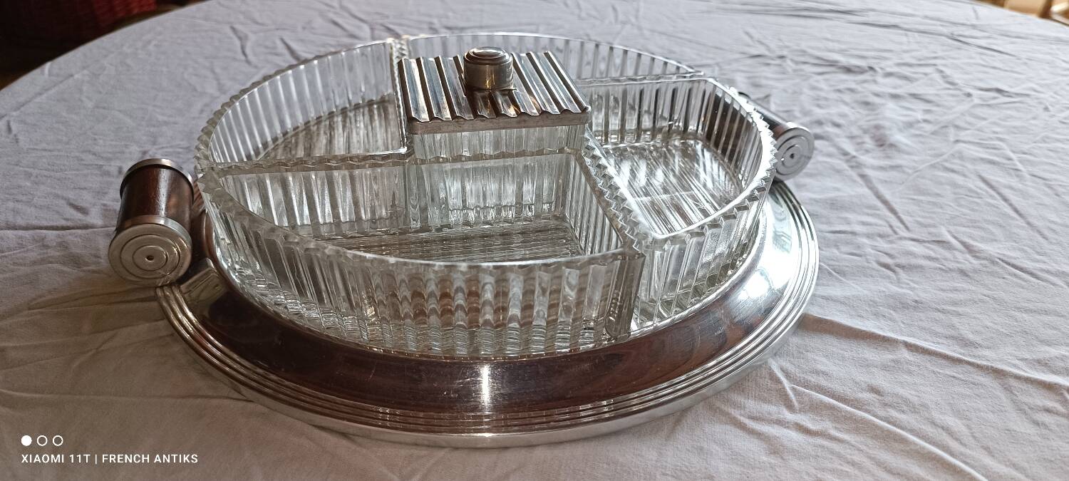 Art Deco 1930s silver-plated metal serving tray