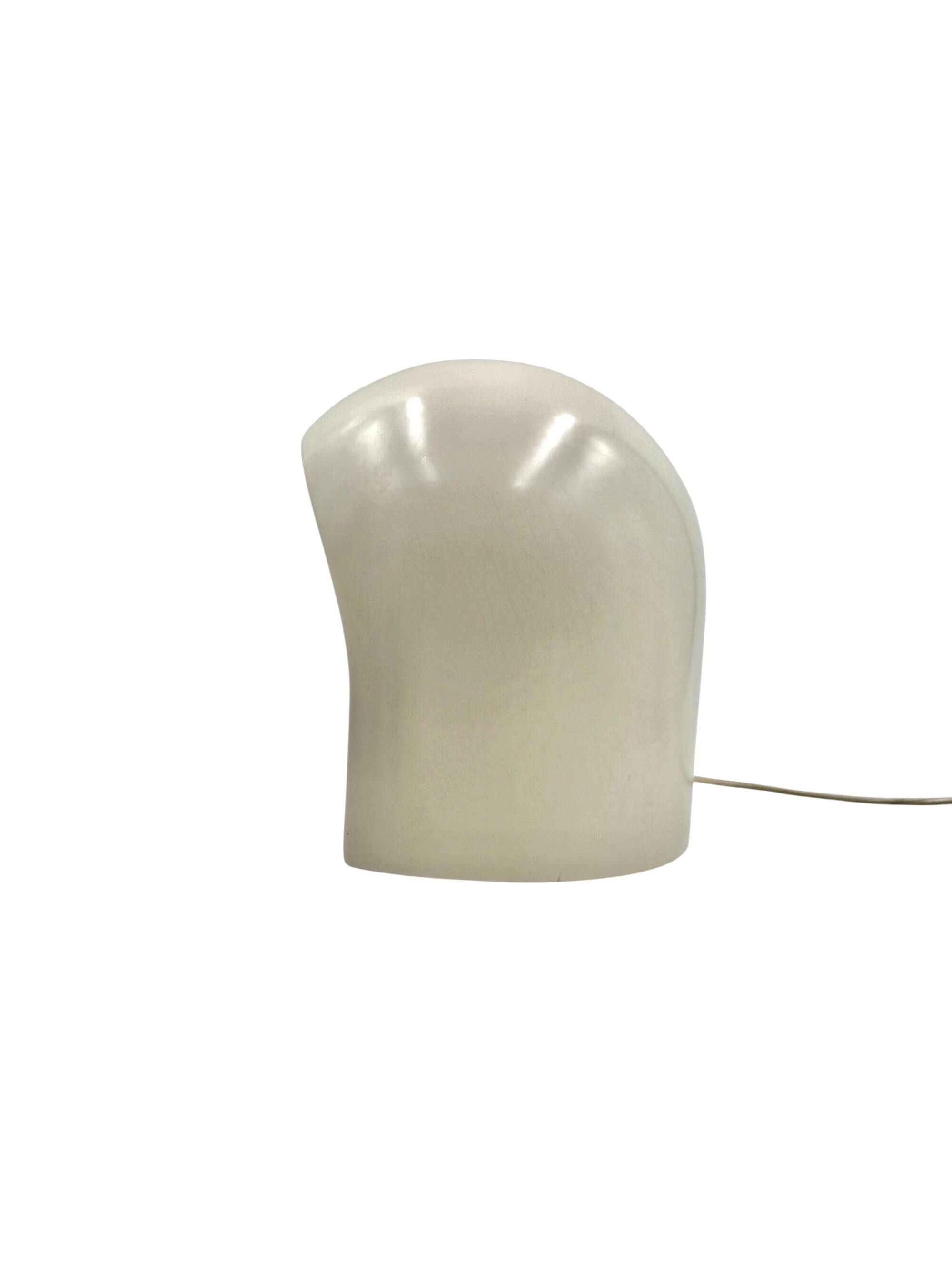 Organic white ceramic table lamp, Italy 1970