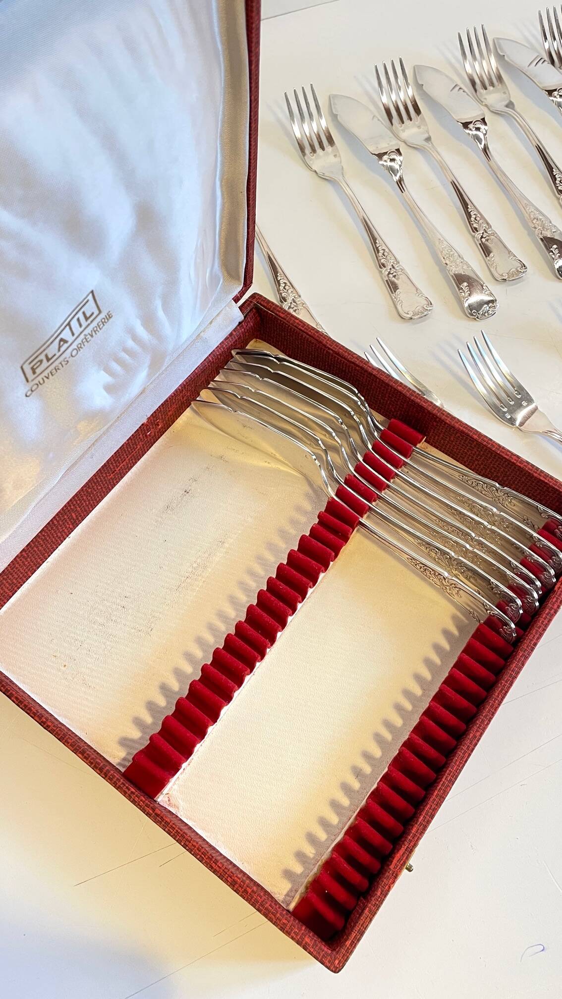 PLATIL 12 Couverts à Poisson  Métal Argenté