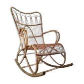 Rocking chair vintage en rotin