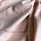 Old damsed tablecloth in linen and silk coral