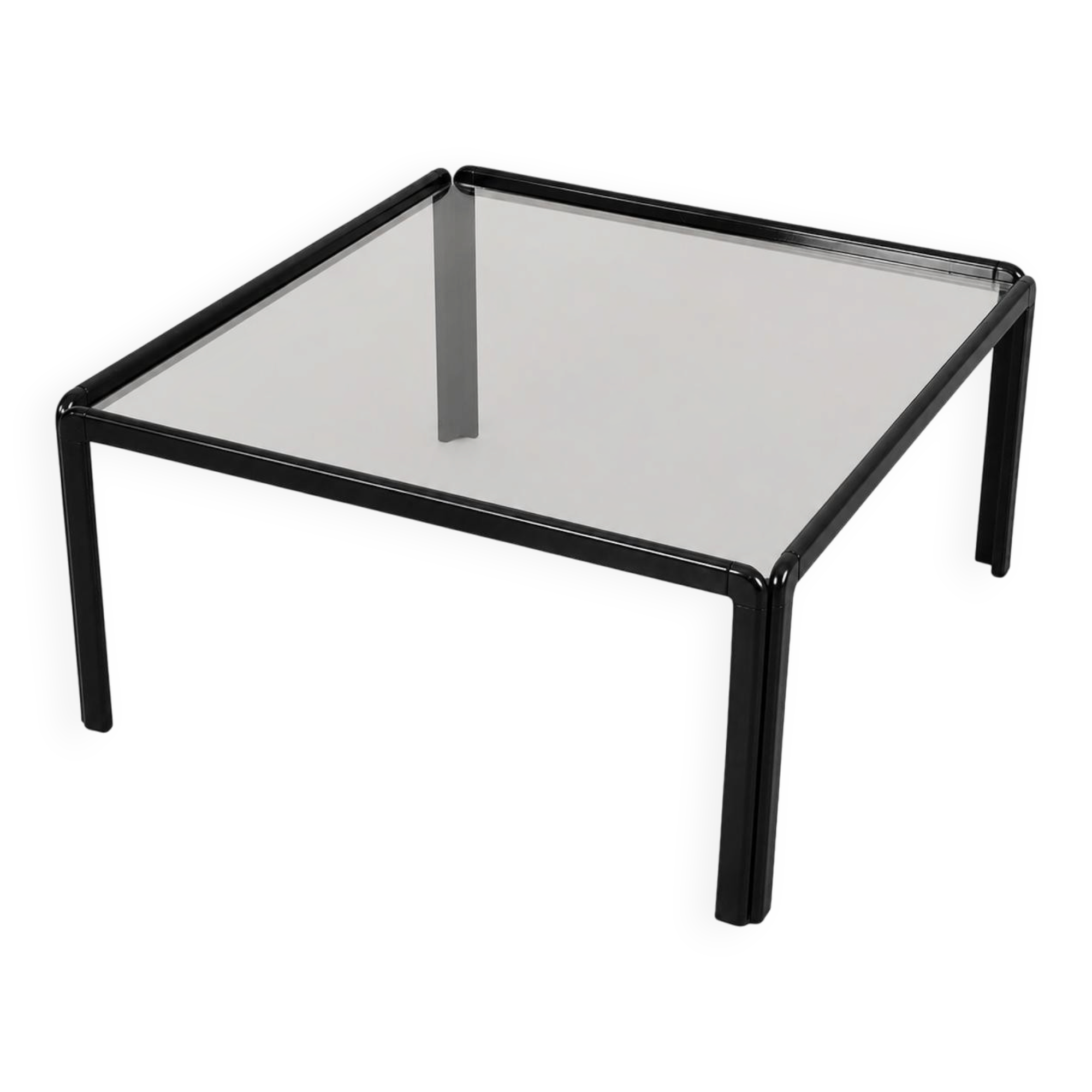 Square glass coffee table, Italian design, 1970s, made in Italy