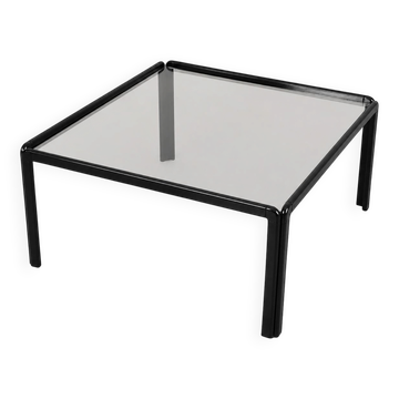 Square glass coffee table, Italian design, 1970s, made in Italy
