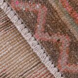 3x10 Salmon & Brown Ikat Pattern Vintage Runner Rug, 82x312Cm