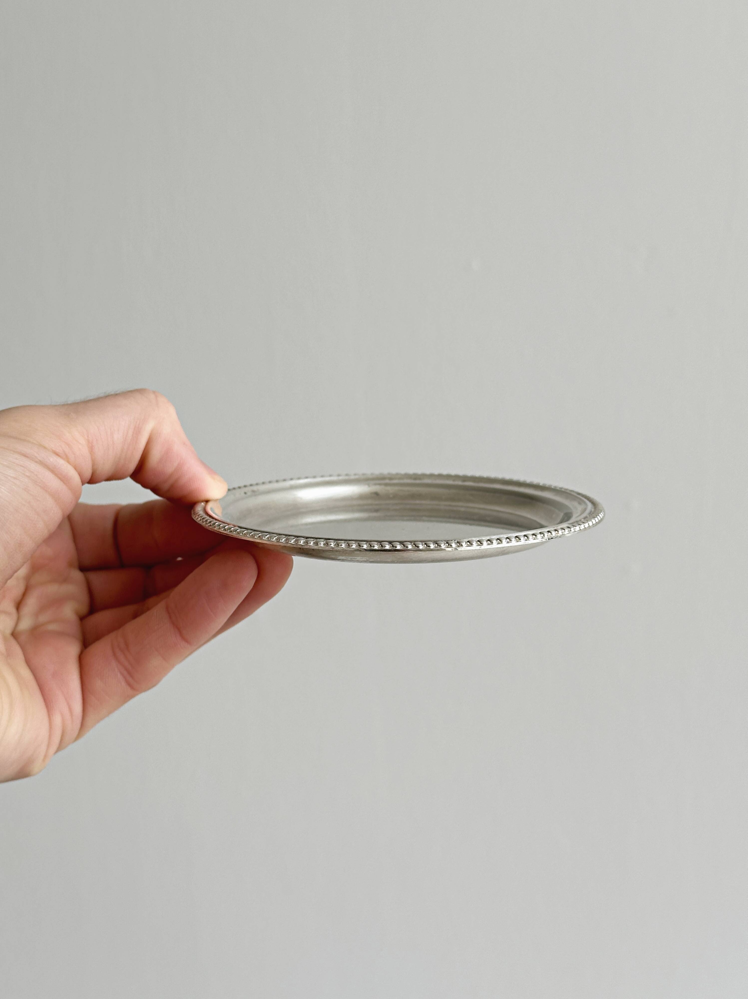 Set of 2 round beaded metal bowls