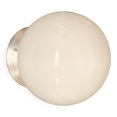 Ancien petit globe en opaline applique ou plafonnier vintage diamètre 15 cm et base en aluminium