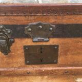 Travel trunk 1900 leather and wood