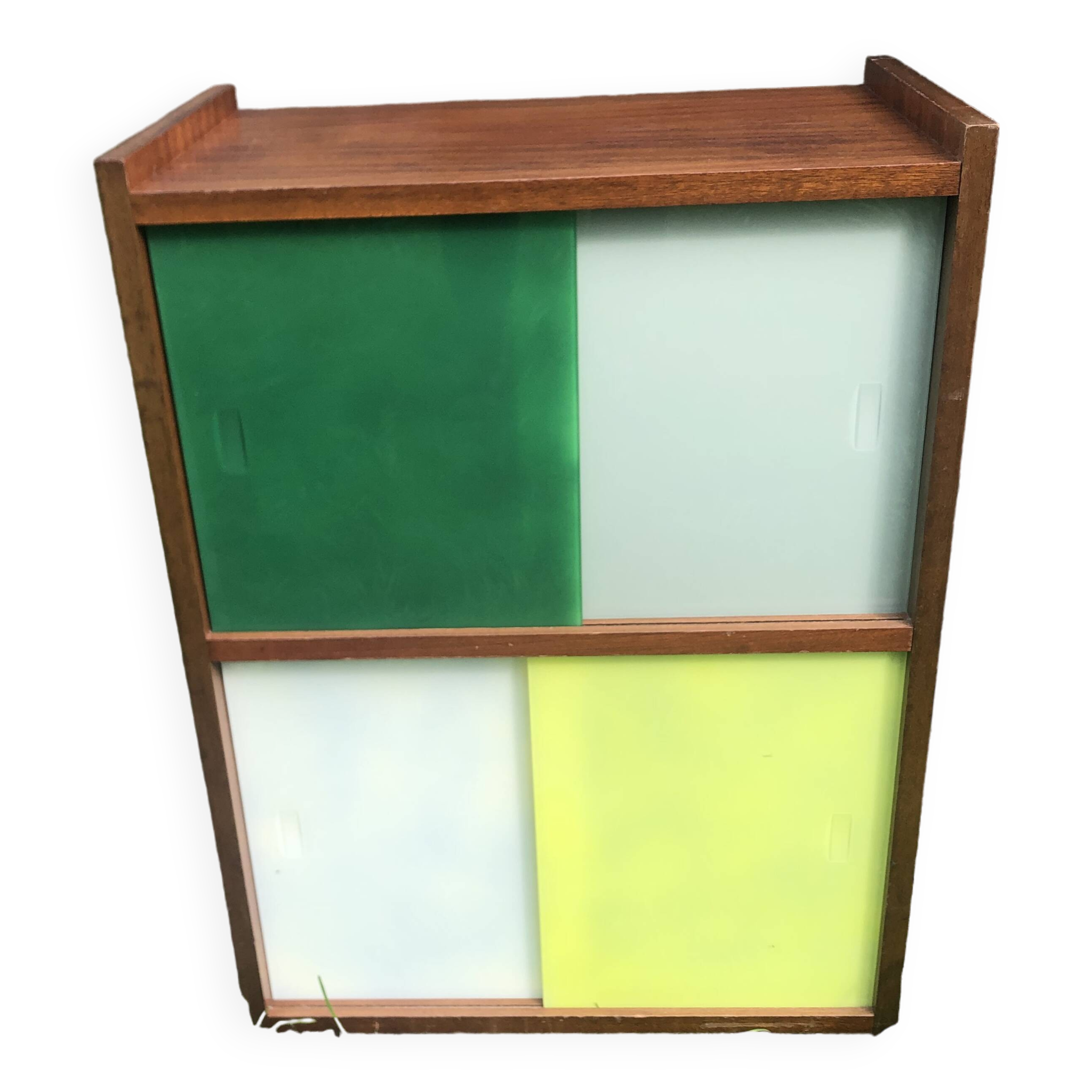 Vintage 60s storage display case with sliding windows