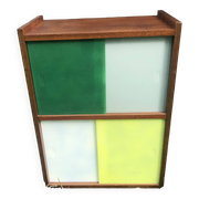 Vintage 60s storage display case with sliding windows