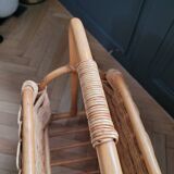 Vintage bamboo and rattan magazine rack