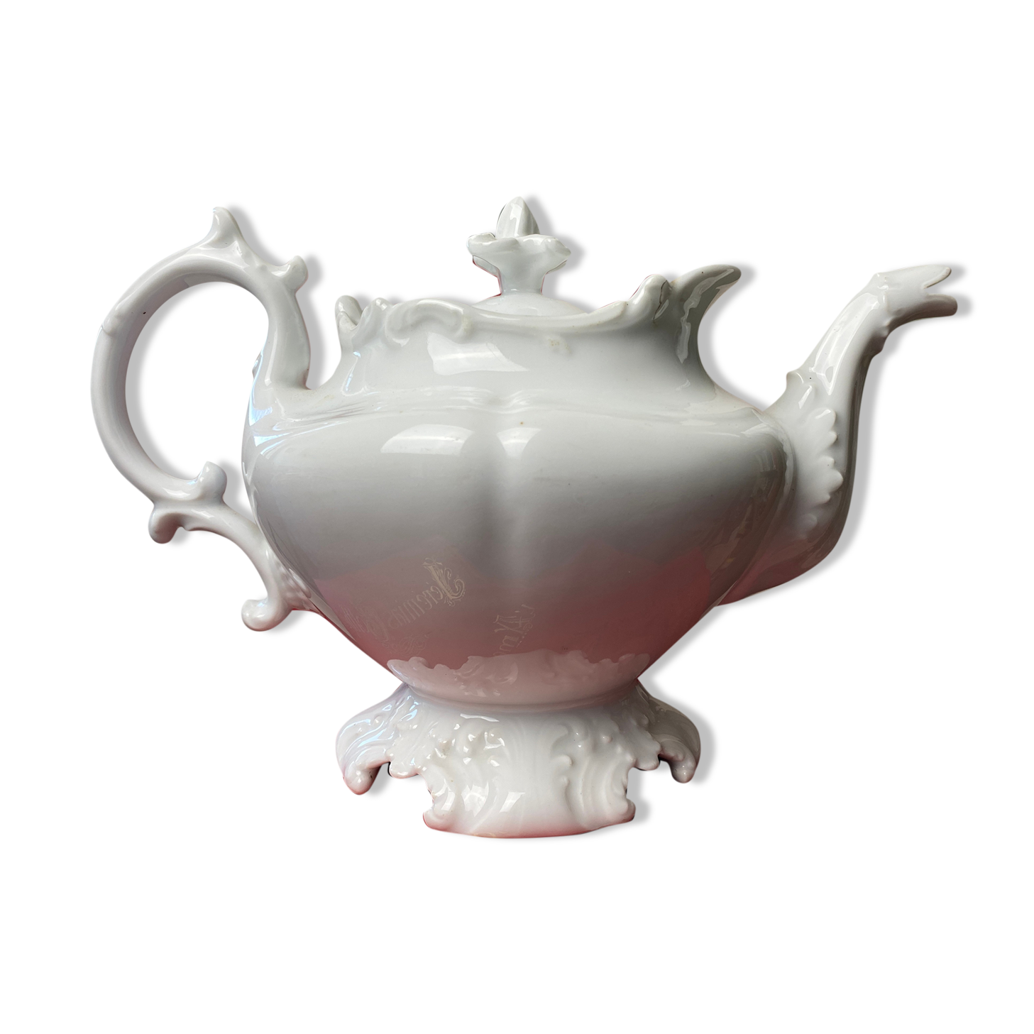 Large white porcelain teapot XIX