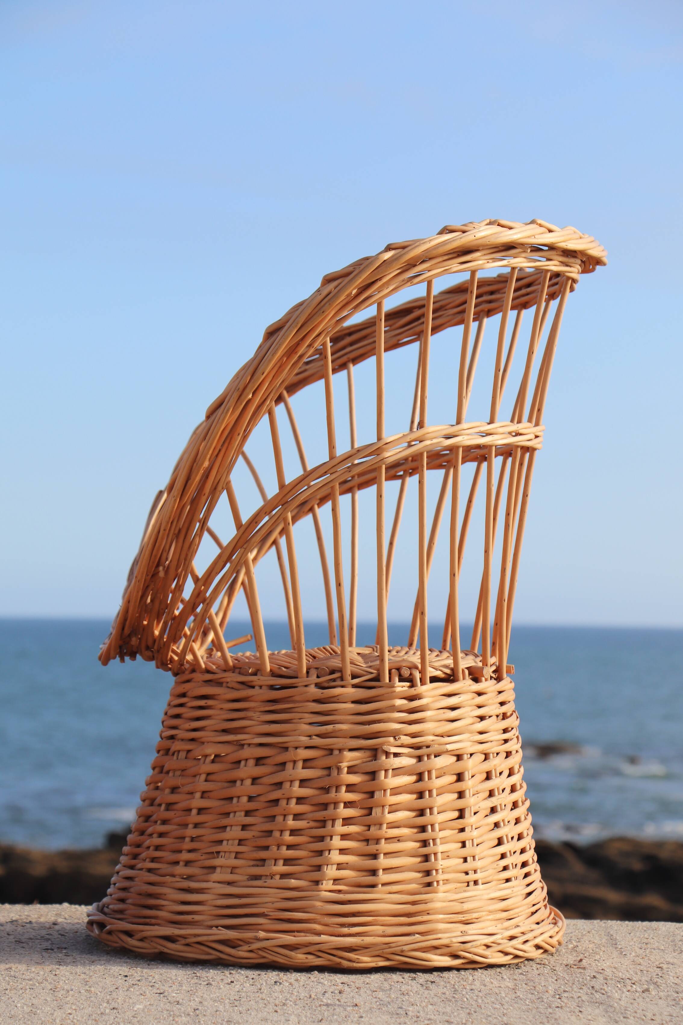 Pair of wicker armchairs, France, 20th century
