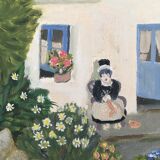 Painting naïve Breton landscape