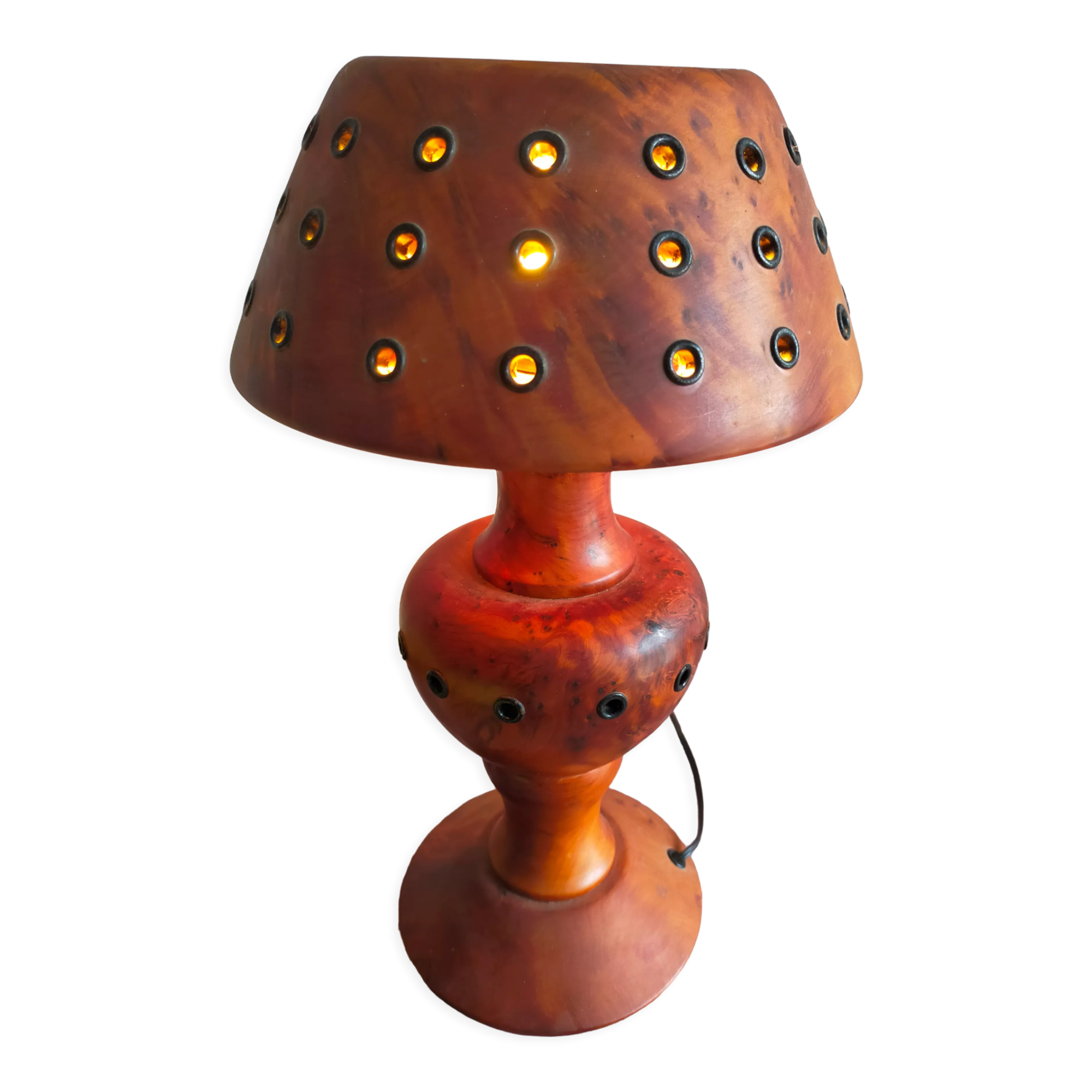 Olive wood lamp