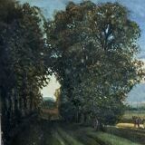 Impressionist painting - oil on canvas 1860 - French school - countryside landscape