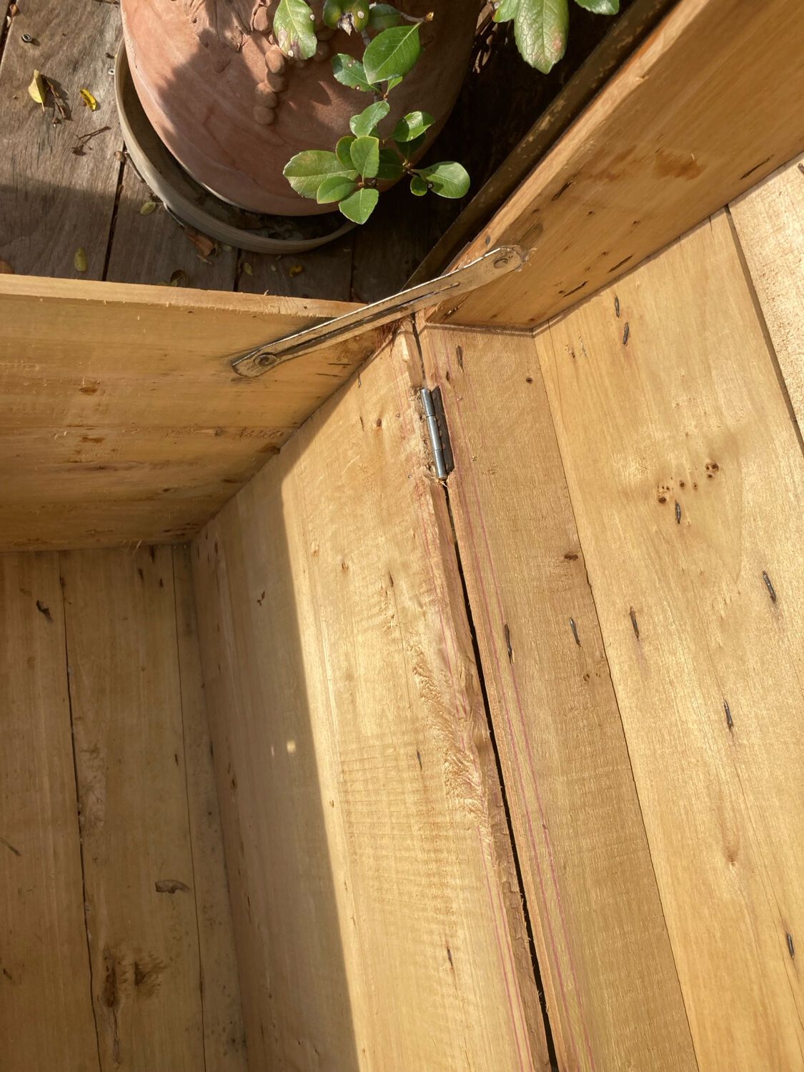 Exceptional curved leather/brass box with beautiful restored clasps.