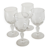 Set of 4 large crystal wine glasses, 1930.