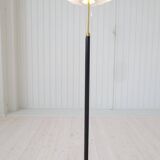 Mid-century black leather floor lamp by Falkenbergs Belysning, Sweden, 1960s.