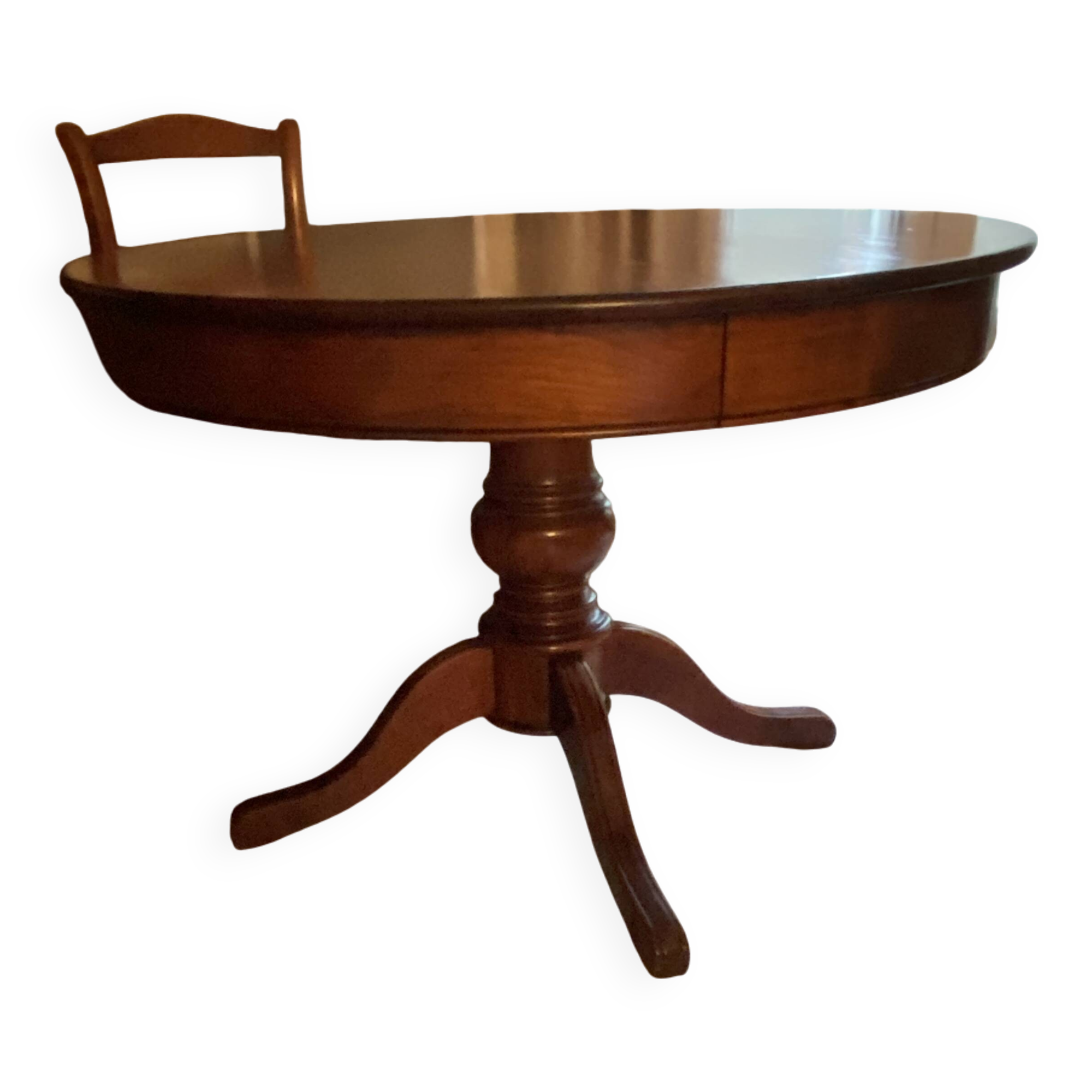 Table ronde a pied central en merisier massif