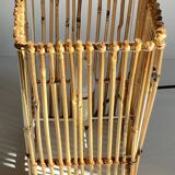 Vintage Wood and Wicker Cube Lamp