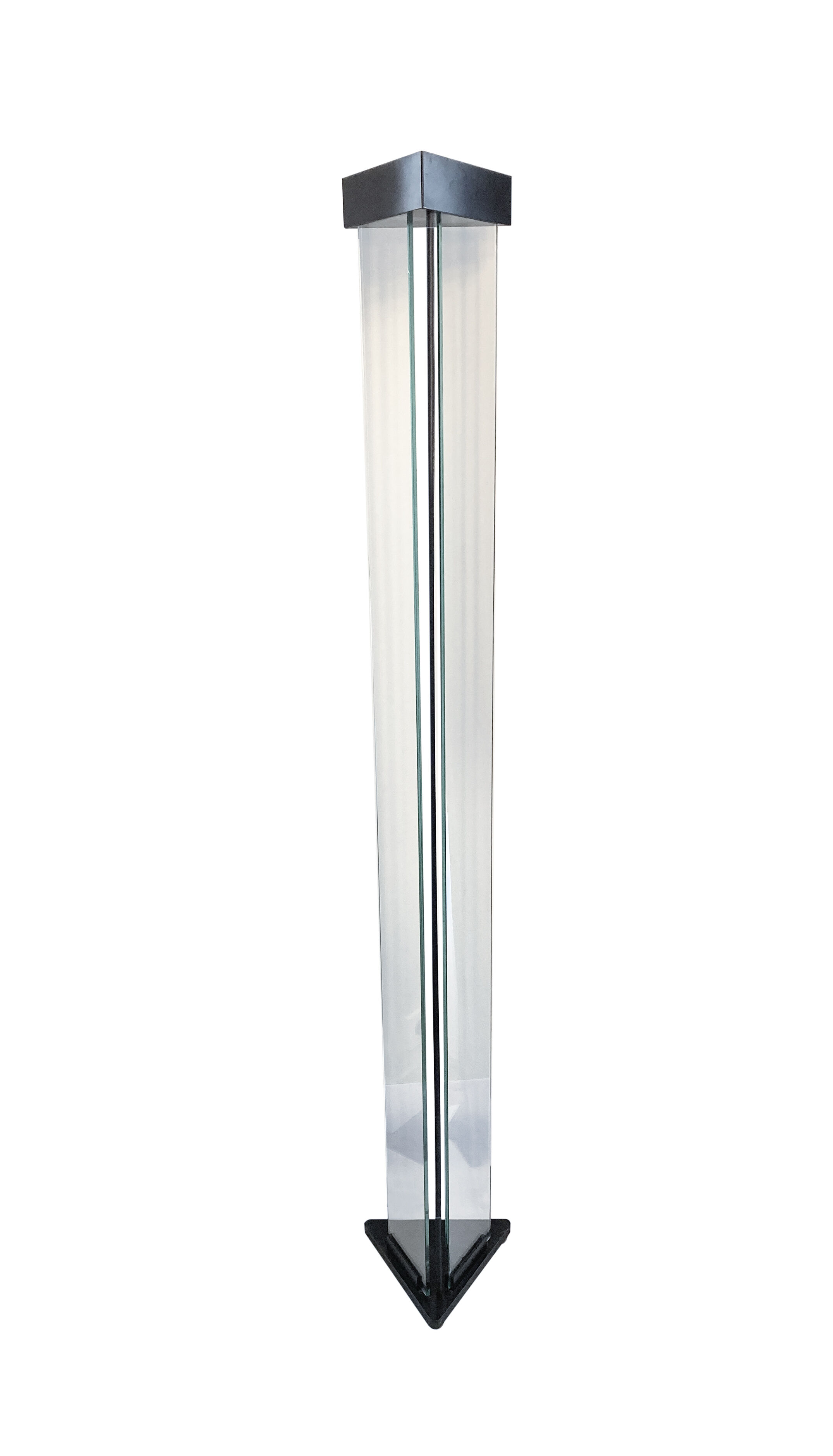 halogen floor lamp glass and metal 1980