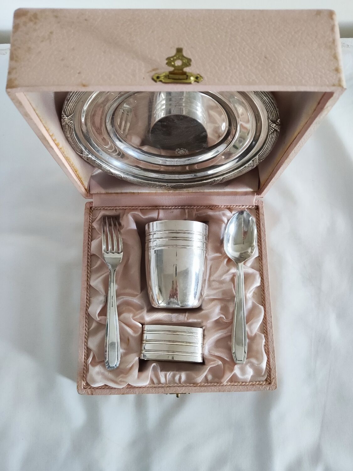 Set of timpani baptism silver metal vintage