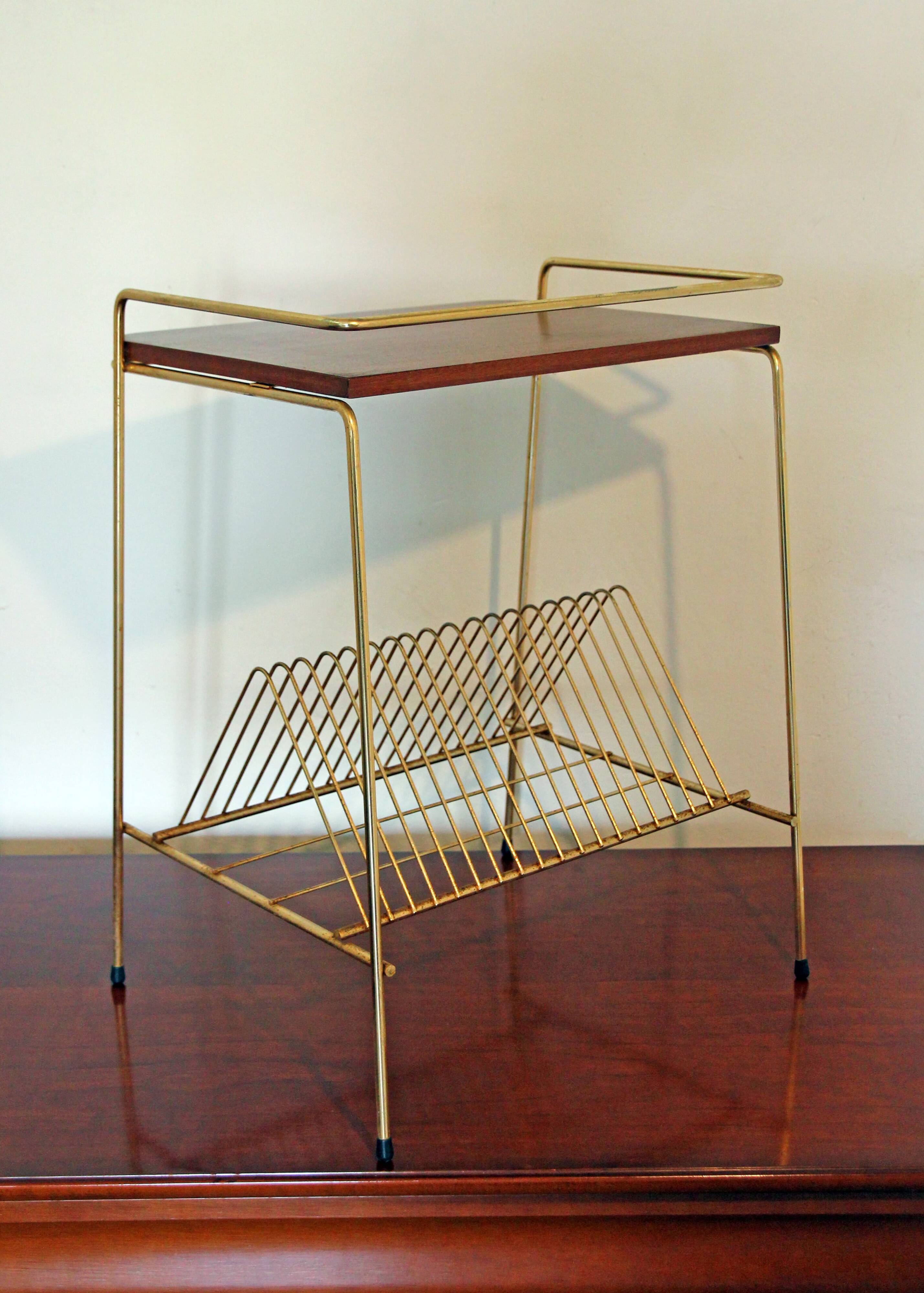 Vintage magazine rack end table, 1960s