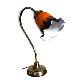 Art deco brass swan neck lamp by Delmas, 1970