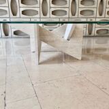 Travertine sculptural coffee table with square top