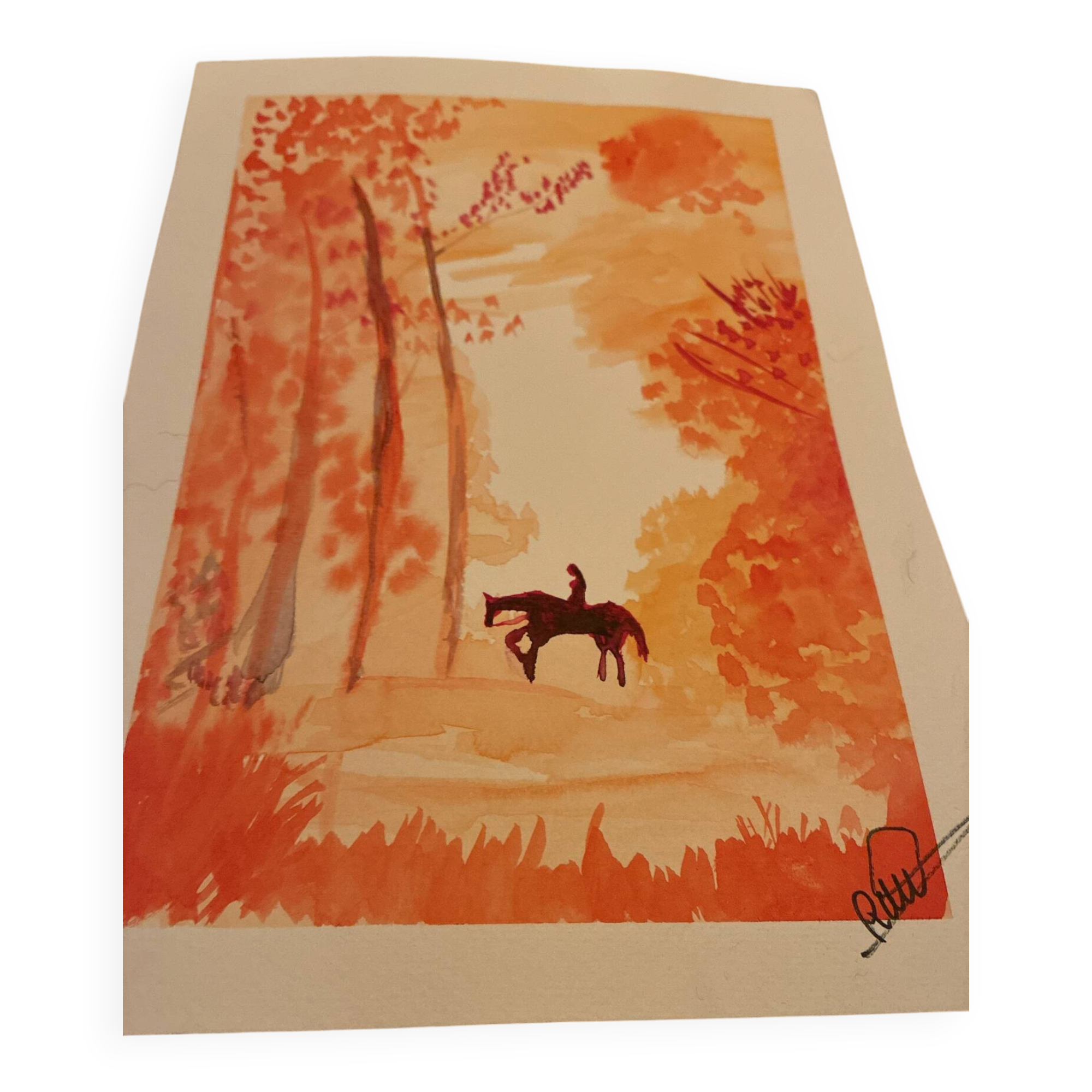 Aquarelle originale « Rêve orange » – Pièce unique