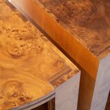 Pair of half-moon cabinets in burl wood