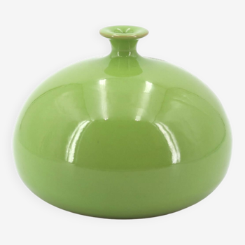 Vase boule bouteille de Paul Badié, poterie de la Brague en céramique verte