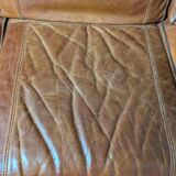 Vintage 3-seater all-leather sofa, convertible