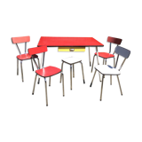 Formica table with 4 chairs and 2 stools from the 60s
