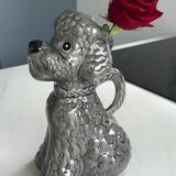 Vintage grey poodle-shaped pitcher – Zoomorphic ceramic carafe