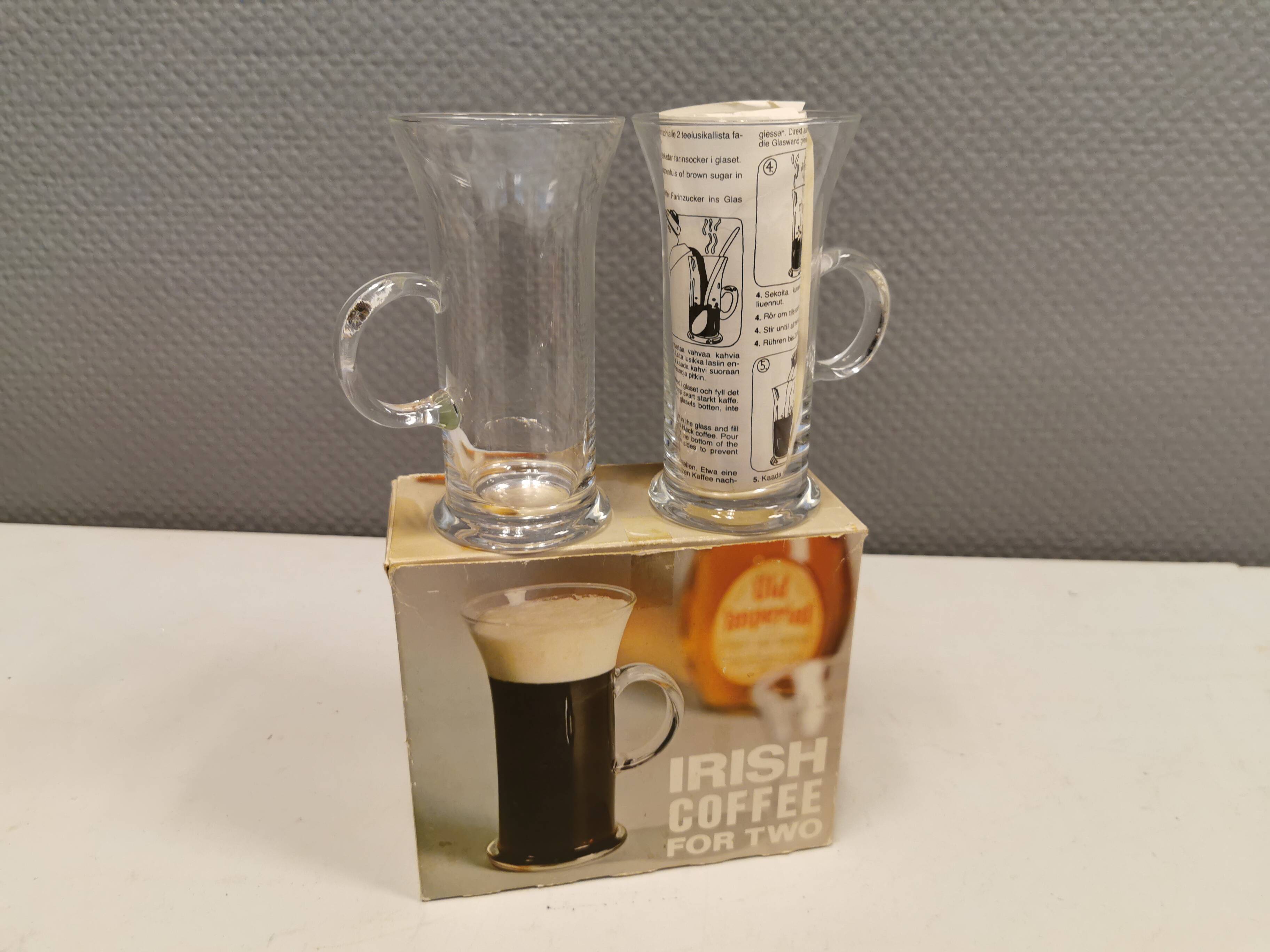 Original Irish coffee glasses from Arabia Finland, estimated 1980s, designed by Heikki Orvola