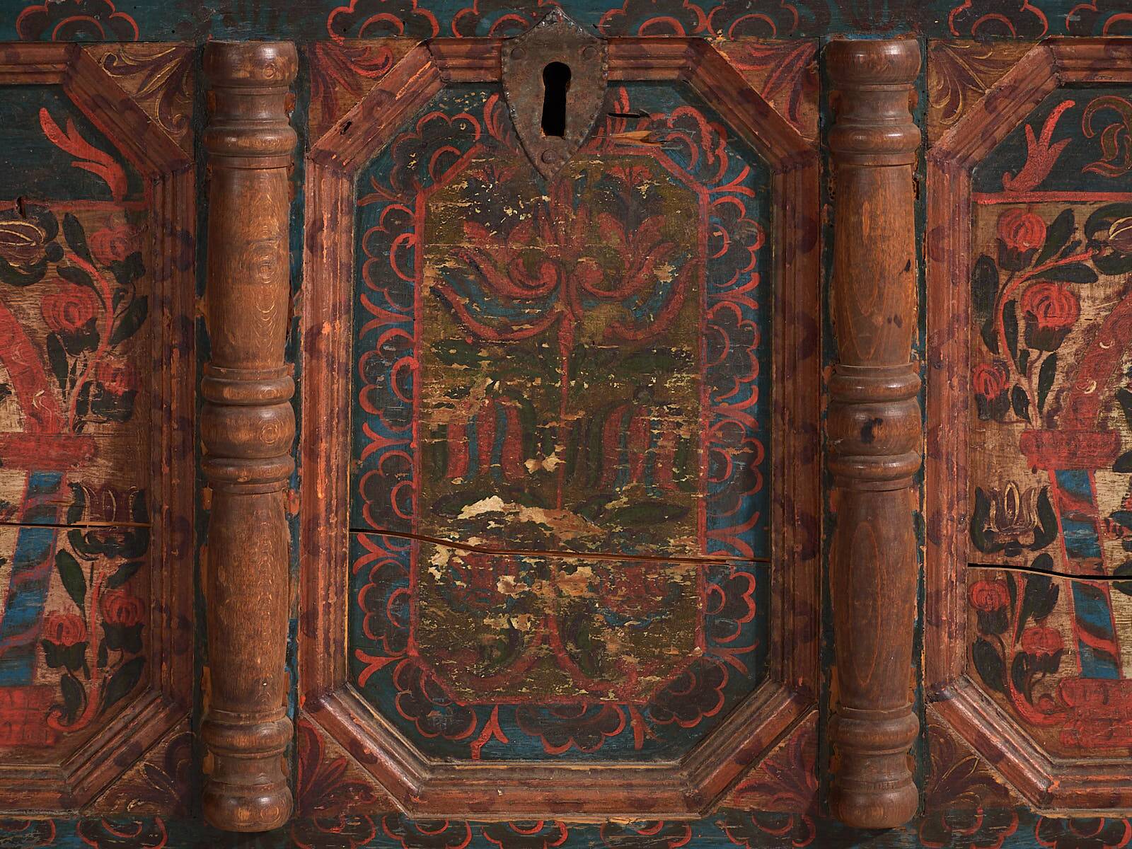 Antique hand-painted trunk dated 1847 #22