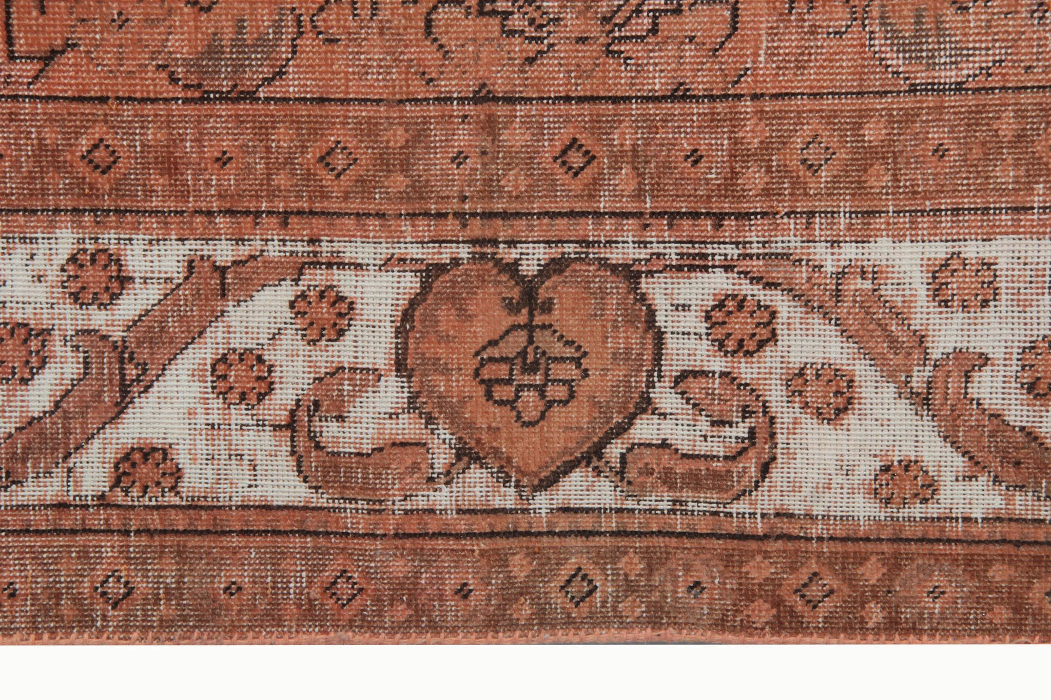 Overdyed handmade persian rust brown wool area rug - 241x342cm