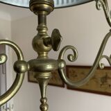 English style pendant light in bronze and fluted green opaline