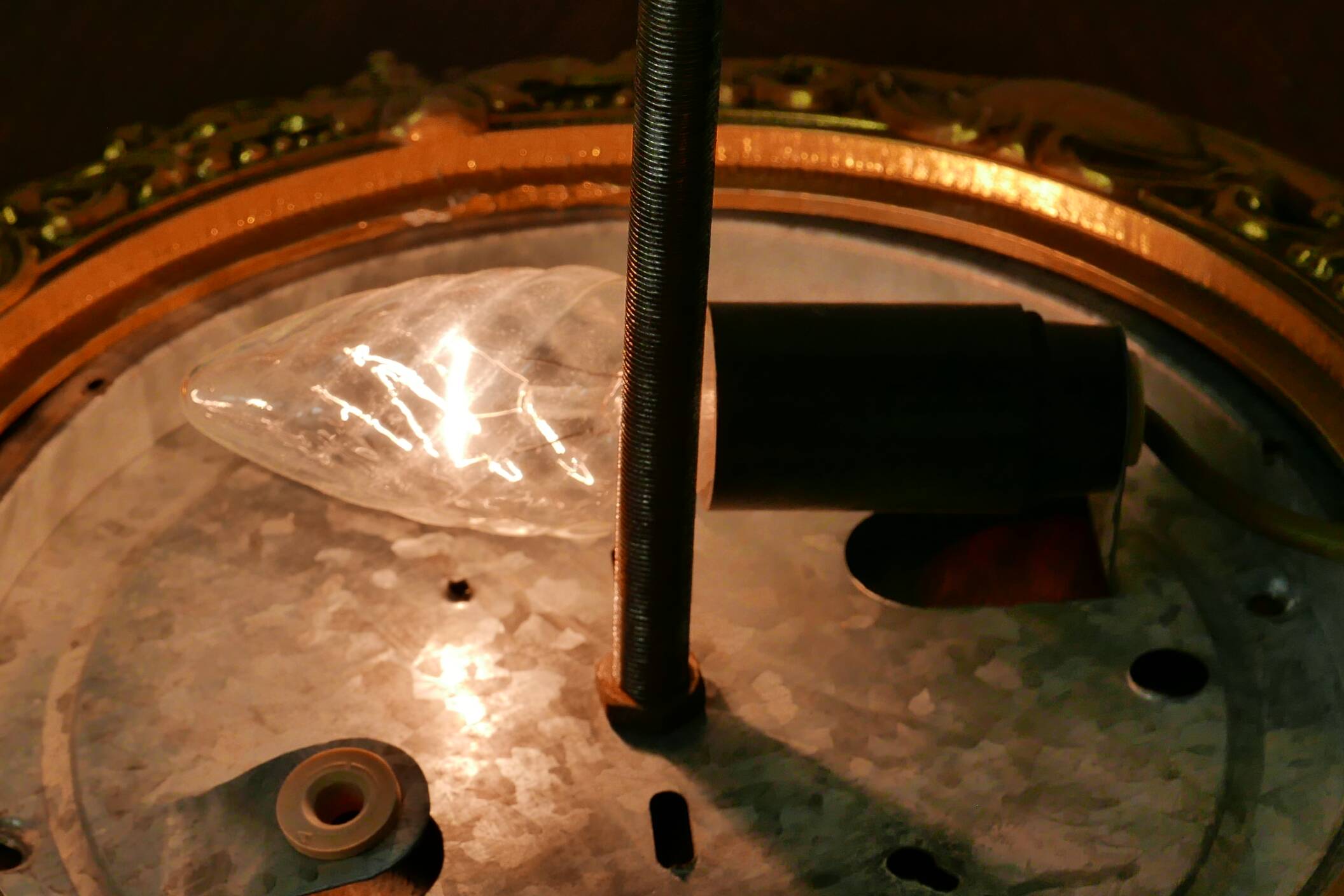 Bronze and diamond glass ceiling light.