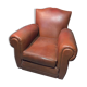 Fauteuil club moustache en cuir marron