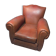 Fauteuil club moustache en cuir marron