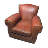 Club armchair moustache in brown leather